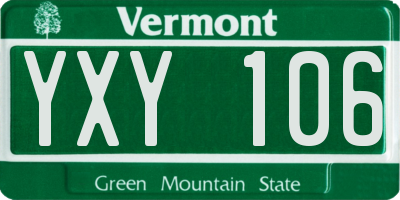 VT license plate YXY106