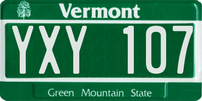 VT license plate YXY107