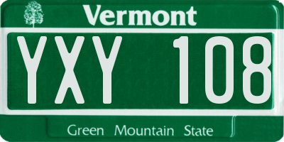 VT license plate YXY108