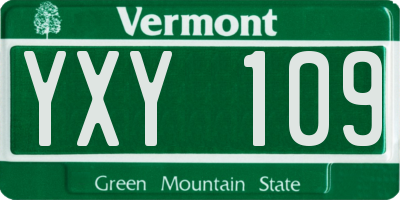 VT license plate YXY109