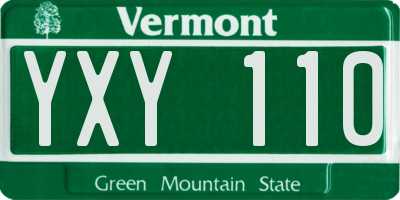 VT license plate YXY110