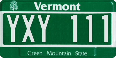 VT license plate YXY111