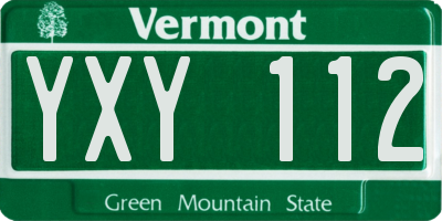 VT license plate YXY112