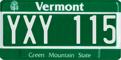 VT license plate YXY115