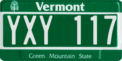 VT license plate YXY117