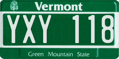 VT license plate YXY118