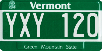 VT license plate YXY120