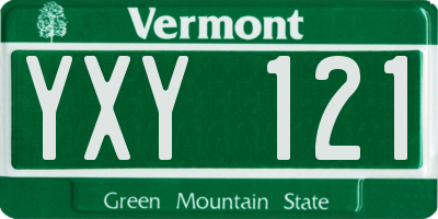 VT license plate YXY121