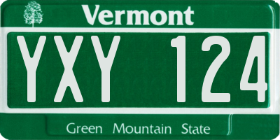 VT license plate YXY124