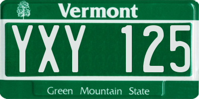 VT license plate YXY125