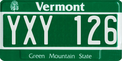 VT license plate YXY126