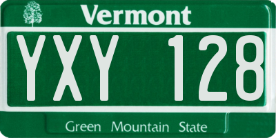 VT license plate YXY128