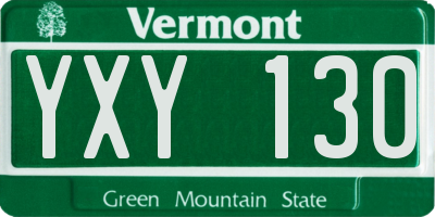 VT license plate YXY130