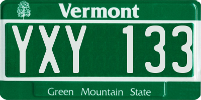 VT license plate YXY133