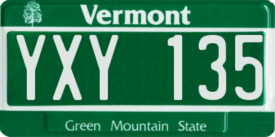 VT license plate YXY135