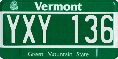 VT license plate YXY136