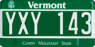 VT license plate YXY143