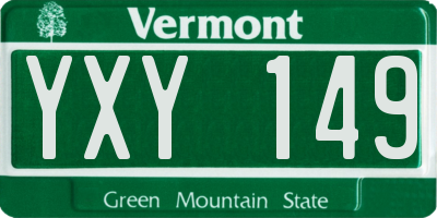 VT license plate YXY149