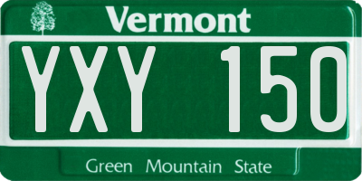 VT license plate YXY150