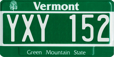 VT license plate YXY152