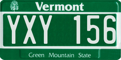 VT license plate YXY156