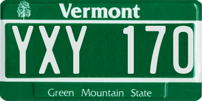 VT license plate YXY170