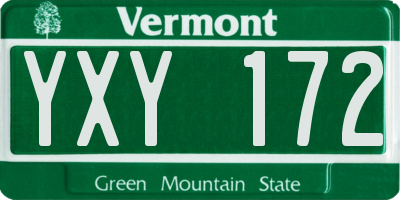 VT license plate YXY172