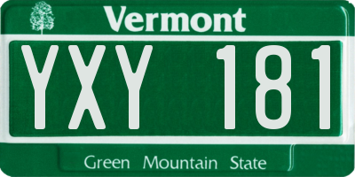 VT license plate YXY181