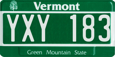 VT license plate YXY183