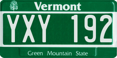 VT license plate YXY192