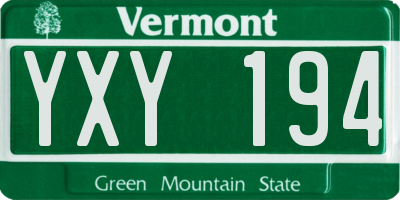 VT license plate YXY194