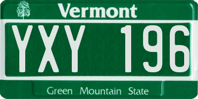 VT license plate YXY196