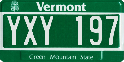 VT license plate YXY197