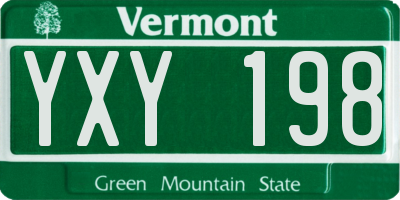 VT license plate YXY198