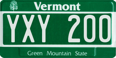 VT license plate YXY200