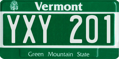 VT license plate YXY201