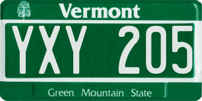 VT license plate YXY205