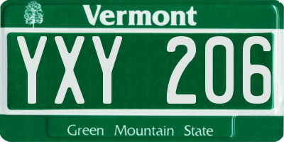 VT license plate YXY206