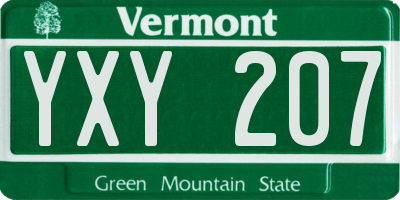 VT license plate YXY207
