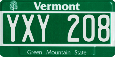 VT license plate YXY208