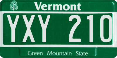 VT license plate YXY210