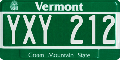 VT license plate YXY212