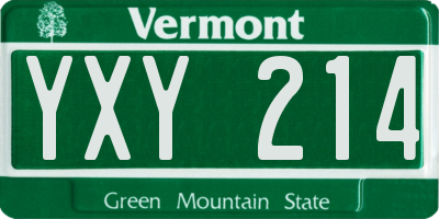 VT license plate YXY214