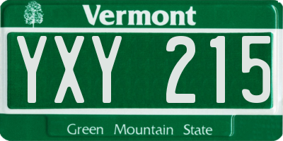 VT license plate YXY215