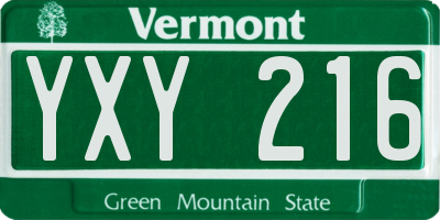 VT license plate YXY216