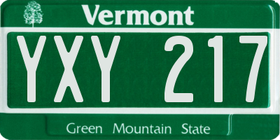 VT license plate YXY217