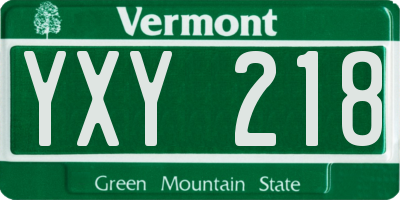 VT license plate YXY218