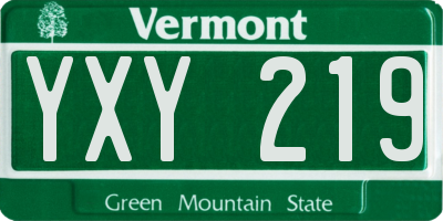 VT license plate YXY219