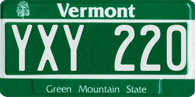 VT license plate YXY220