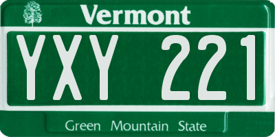 VT license plate YXY221